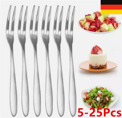 5-25Stk Flachware Tisch Gabel Edelstahl Dessert ObstForks Two-tine Gabel -DE