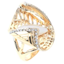 Gold Tone Gold Plated Ring With Clear Rhinestone KMR283-9
