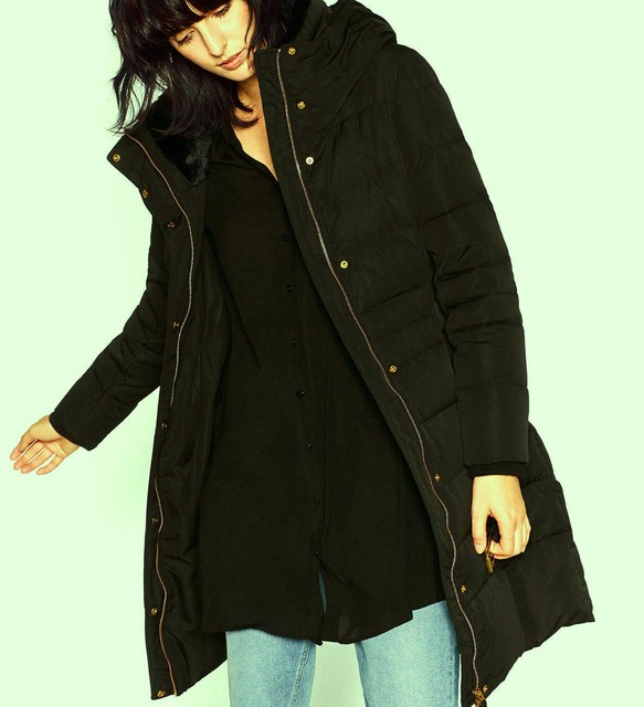 zara black down coat