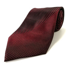 Kenneth Cole Reaction Luxury Tie Red Black Crosshatch Striped Silk Necktie