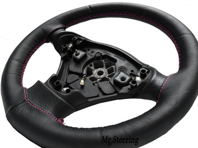Für Audi A4 B7 2005-2008 Schwarz Original Leder Lenkrad Abdeckung Pink Stich