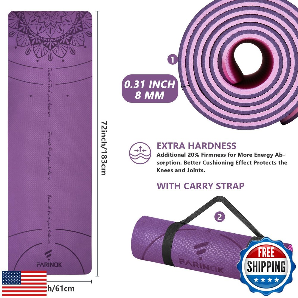 Extra thick 8MM high density non slip yoga mat for home workouts