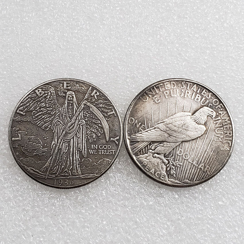 10PCS Grim Reaper Sickle Challenge Coin Decoration Vintage 1936 US Replica