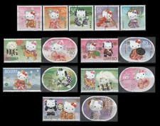 Japan 3336-3340 + 3341a-j Hello Kitty & Dear Daniel   [15 USED SINGLE Stamps]