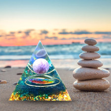 Hot Amethyst Crystal Sphere Orgonite Pyramid Obsidian Chakra Energy Orgone Stone