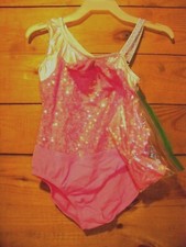 Girls Pink Leotard with Matching Hair Piece Size Tag Missing