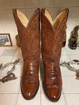 DAN POST OSTRICH LEG Vintage Punchy RANCH HAND RODEO DANCE Cowboy Boots 8.5 EE