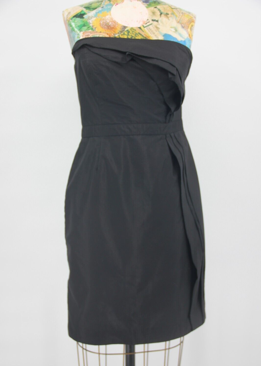 Ann Taylor LOFT Black Strapless Dress 2 Lined Cotton Blend Ruffle MSRP $79  #1291 | eBay