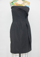 Ann Taylor LOFT Black Strapless Dress 2 Lined Cotton Blend Ruffle MSRP $79 #1291