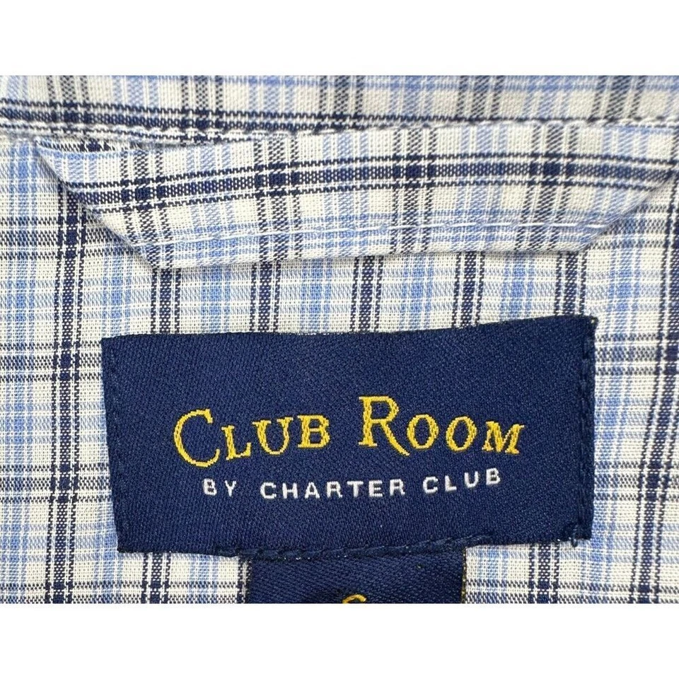Camisa de pijama Club Room para hombre pequeña azul a cuadros Charter Club NUEVA Foto 4 de 4