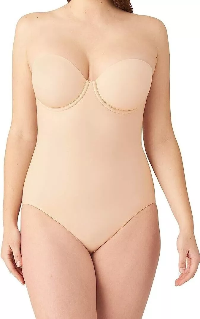 Wacoal Body Shaper Red Carpet Size 38E Nude Padded Bra Control Bodysuit  801219