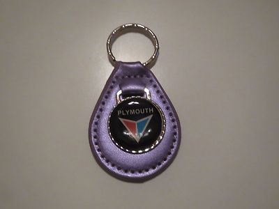 1960's PLYMOUTH BELVEDERE SAVOY PLAZA FURY VIP VALIANT LEATHER KEYCHAIN PURPLE