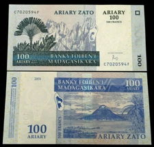 Madagascar 100 Ariary Banknote World Paper Money UNC Currency Bill Note