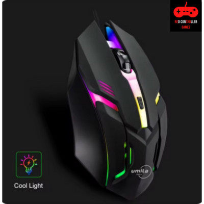 Computer Maus 4 Tasten PC kabelgebunden USB Gaming Gamer LED RGB 1600dpi schwarz