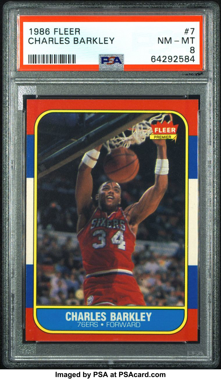 PSA 8 NM MINT 1986 FLEER CHARLES BARKLEY #7 76ers HOF 92584 SDB1