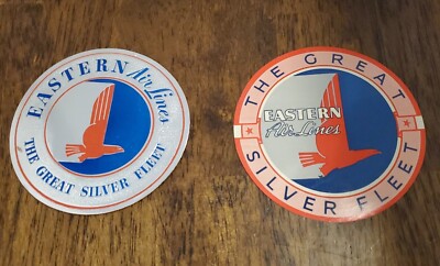 Vintage Iconic Eastern Airlines Luggage Label Set of 2 The Great Silver Fleet 