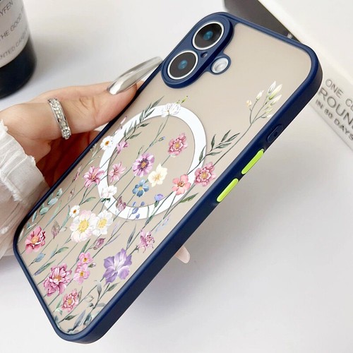 Flower Phone Case For iPhone 16 15 Pro Max 14 12 13 11 Magsafe Magnet Hard Cover - Picture 10 of 20