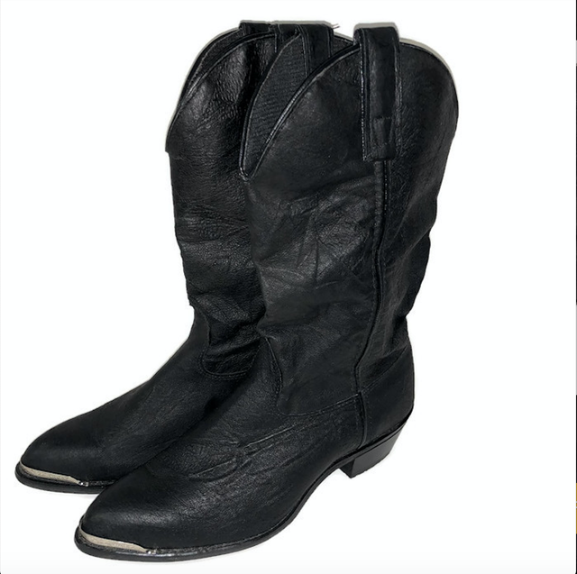 CAPEZIO Black Leather Embossed Cowboy Western Boots Womens Sz 7 M USA Toe Plates eBay