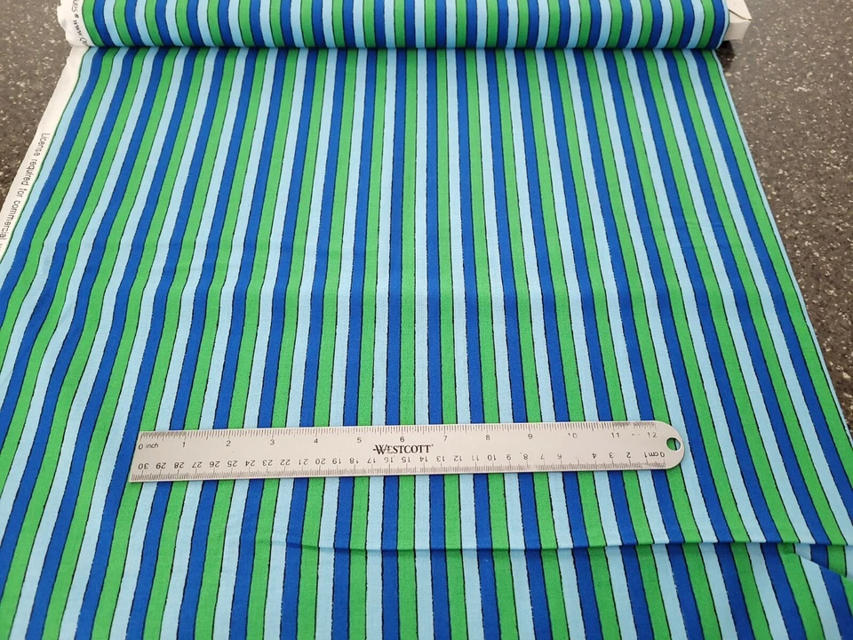 Welcome BTY Quilting Treasures Rayas Azul Verde Foto 2 de 2