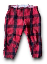 VINTAGE Wards Western Field Pants Mens Red Wool Buffalo Plaid Insulated