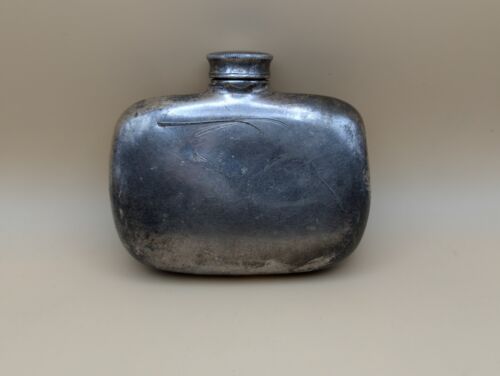 Vintage Metal Electroplated Silver Curved Hip Flask