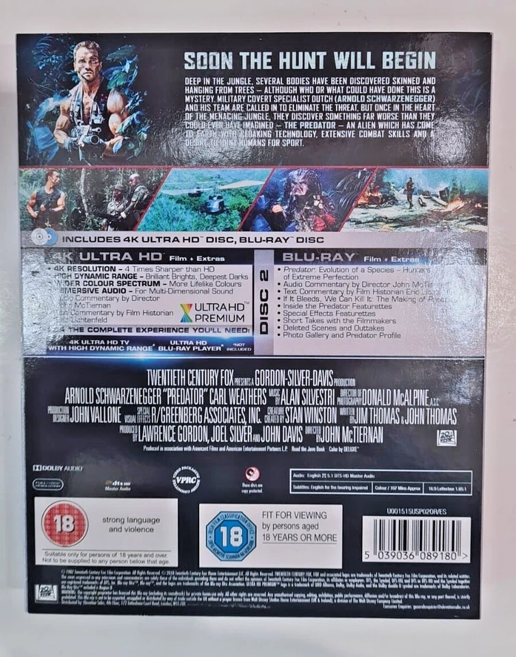 4K UHD BLU-RAY PREDATOR BRAND NEW SEALED UK STOCK - Image 2 of 2