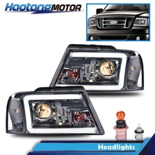 LED DRL Projector Headlights Lamp Chrome Smoked Fit For 04-08 Ford F150 Mark LT
