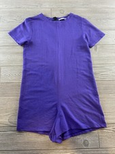 Zara Trafaluc Womens S Purple One-Piece Shorts Romper Short Sleeves Back Zip