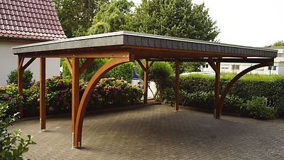 Carport 6x6 m Überdachung Doppelcarport Holz Kiefer inkl. 2 Leimholzbögen