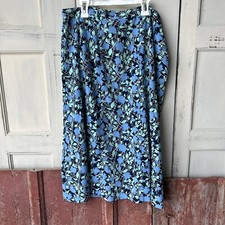 Sag Harbor Polyester Blue / Green Print Zipper Closure Skirt Size 14 Women