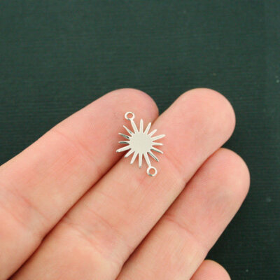 4 Sun Connector Charms Silver Tone 2 Sided - SC7563