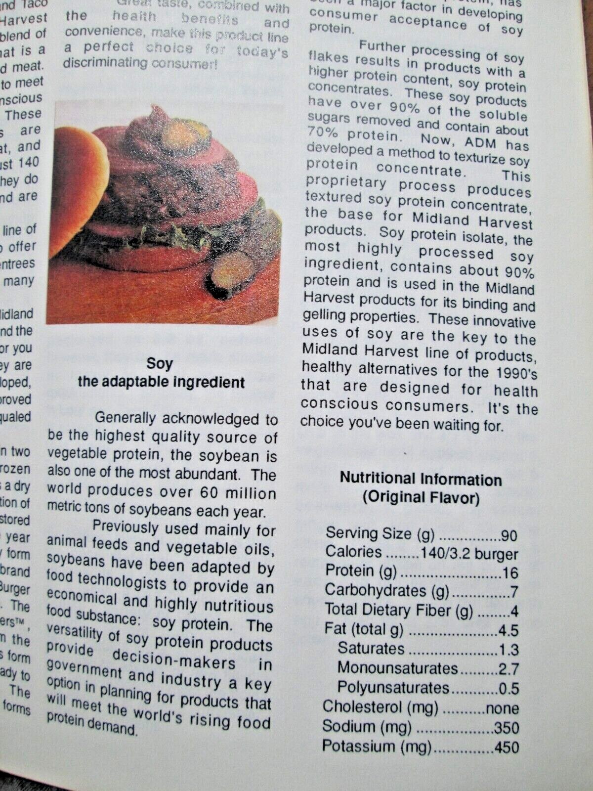 1990's ADM Archer Daniels Midland Midland Harvest Soy Protein Meat Substitute PB