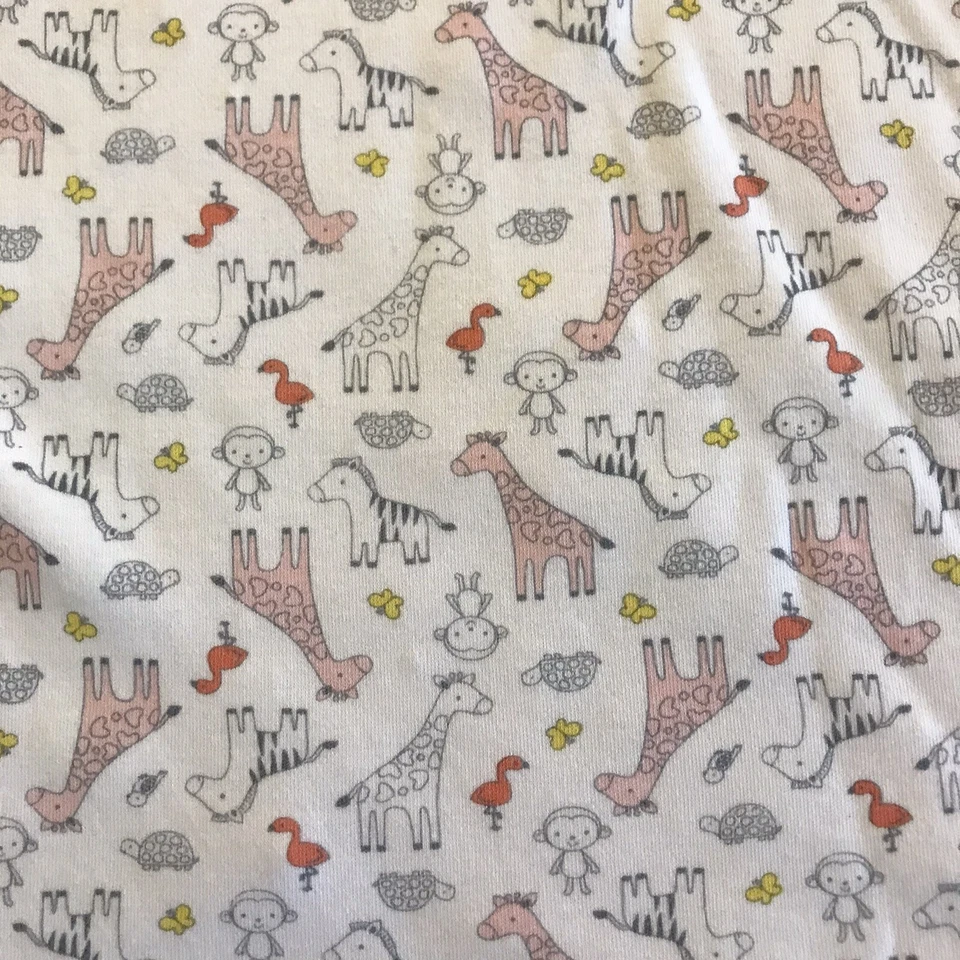 Cobertor de bebê rosa Carters borboletas amarelas zebras girafas macacos algodão - Imagem 2 de 4