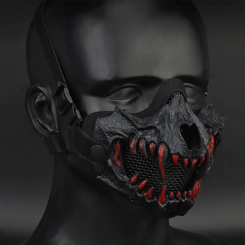 Máscara de protección para ciclismo al aire libre TPE horror calavera colmillos Halloween juegos con disfraces accesorios Foto 3 de 4