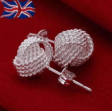 925 Sterling Silver Knot Earrings Twisted Knot Studs Butterfly Back UK Seller