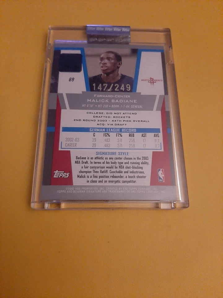 2003-04 Bowman Signature Silver /249 Malick Badiane #69 RC AUTOGRAPH - Image 2 of 2