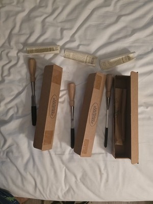 Lie Nielsen Set Of 3 (1/4, 3/16, 3/8) Mortise Chisels W/ Orginal Box & Paperwork
