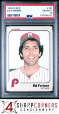 1983 FLEER #161 ED FARMER PHILLIES PSA 10