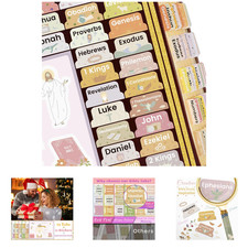 Bible Tabs with Unique Stickers Laminated Large Print for Easy Navigation