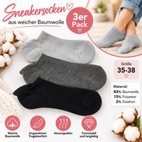 Sneakersocken Aus Weicher Baumwolle 3Er Pack Gr.35-38