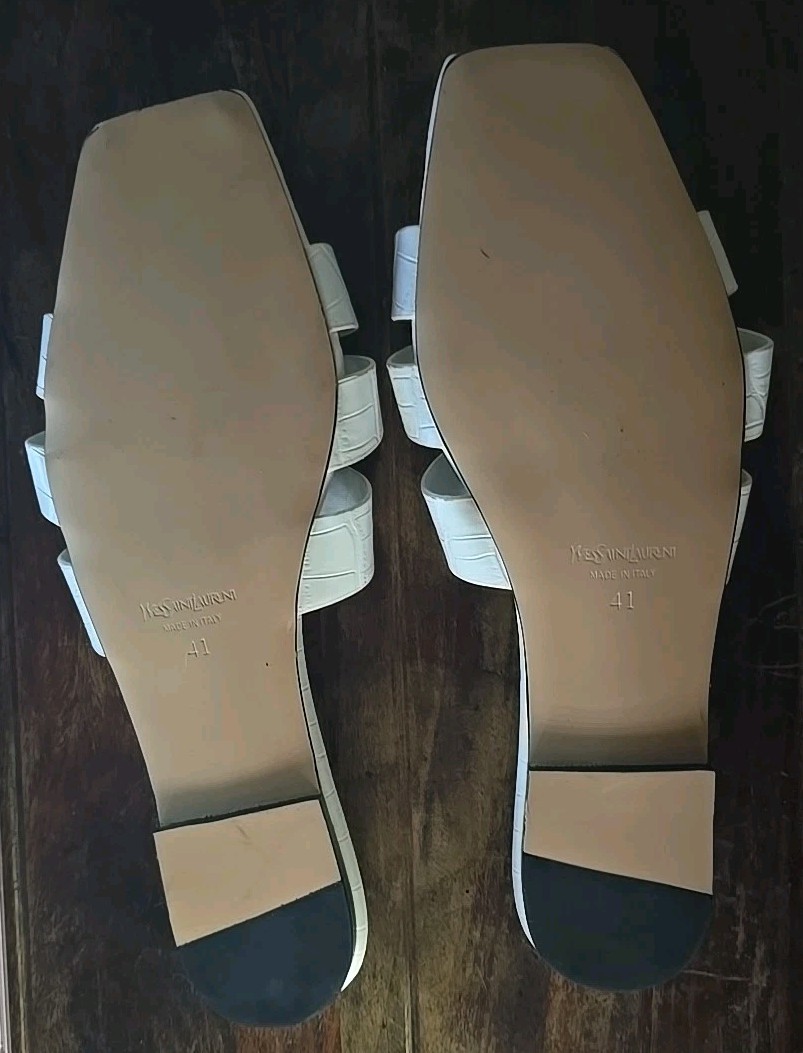 Sandali bassi Saint Laurent slides NU PIED 41 bianco bianco bianco effetto bianco usati e indossati