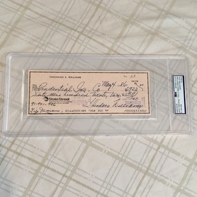 Ted Williams Signed Check PSA Slabbed LARGE Red Sox Hall of Fame COA Graded - Image 1 of 2