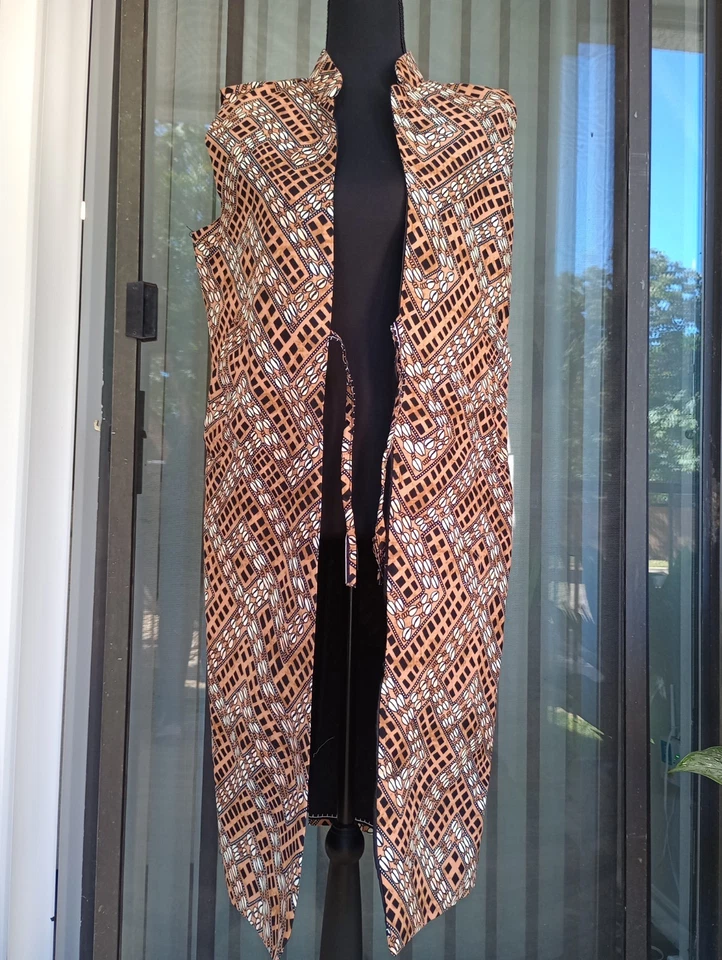 Kimono midi sin mangas africano Ankara talla S con bolsillos  Foto 2 de 2