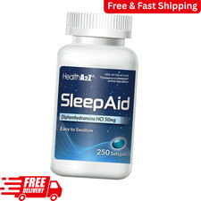 Sleep Aid, Diphenhydramine HCl 50mg, 250 Softgels Supports Deeper Restful Sleep.