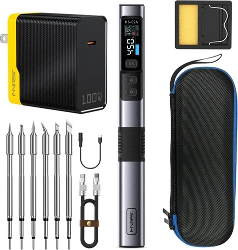 FNIRSI HS-02B 100W Portable Corded Soldering Iron Kit, 2S Fast Heating, 212-842℉