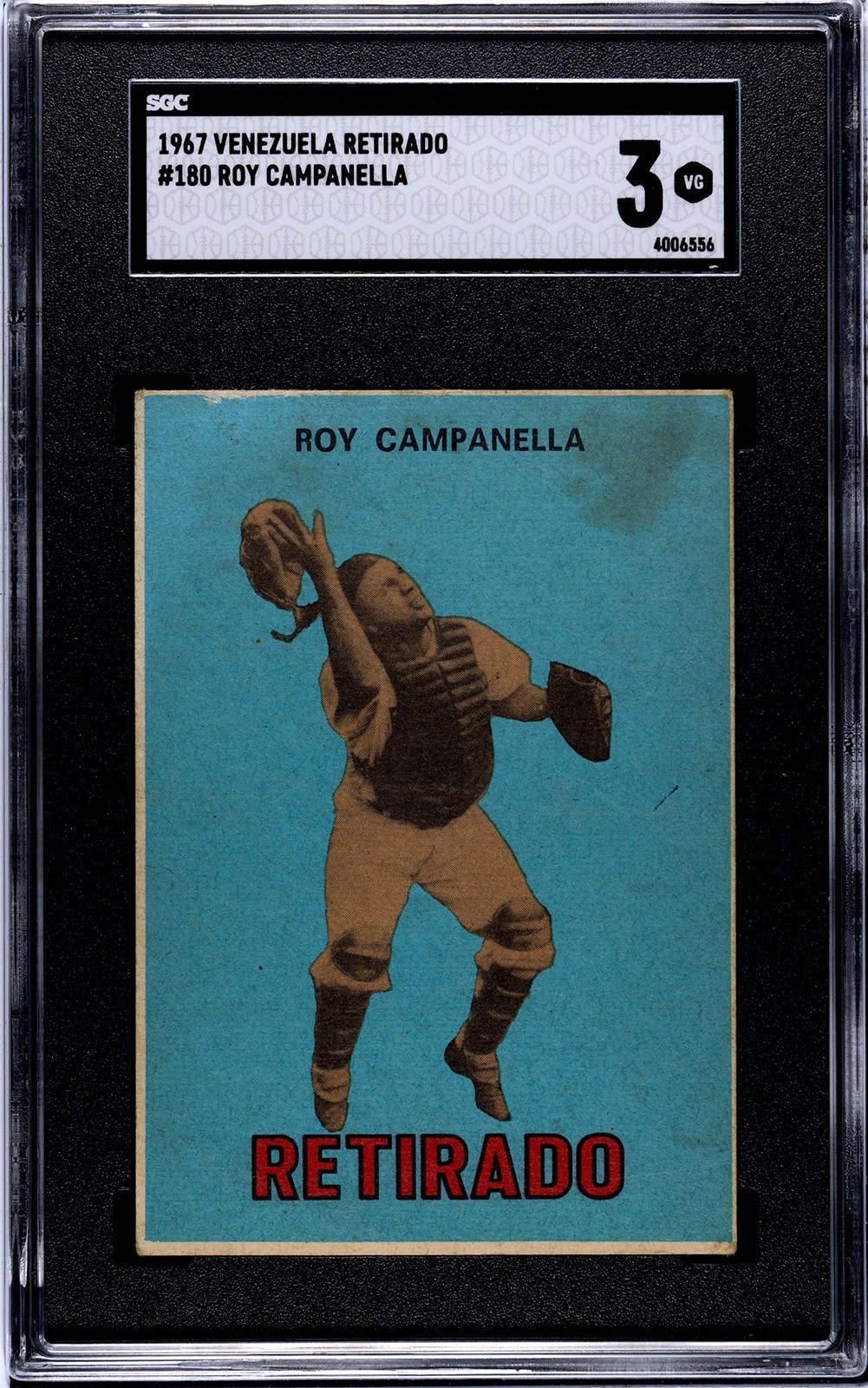 Roy Campanella #180 Baseball Cards 1967 Venezuela Topps trading card — raw and PSA graded price guide