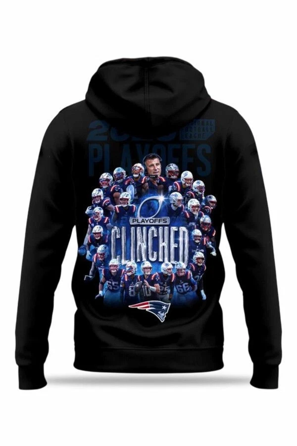 Patriots 2025 Clinched Playoffs Double Sided Hoodie
