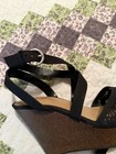 indigo rd. Women’s Black Faux Suede Laser Cut Wedge Sandals Ankle Strap 6 — photo 7