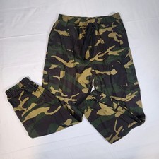 Shein Womens Camo Cargo Jogger Pants Army Dark Green Size L US 8/10 Drawstring