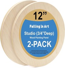 2 pc 12   Round Unfinished Birch Wood Paintin...